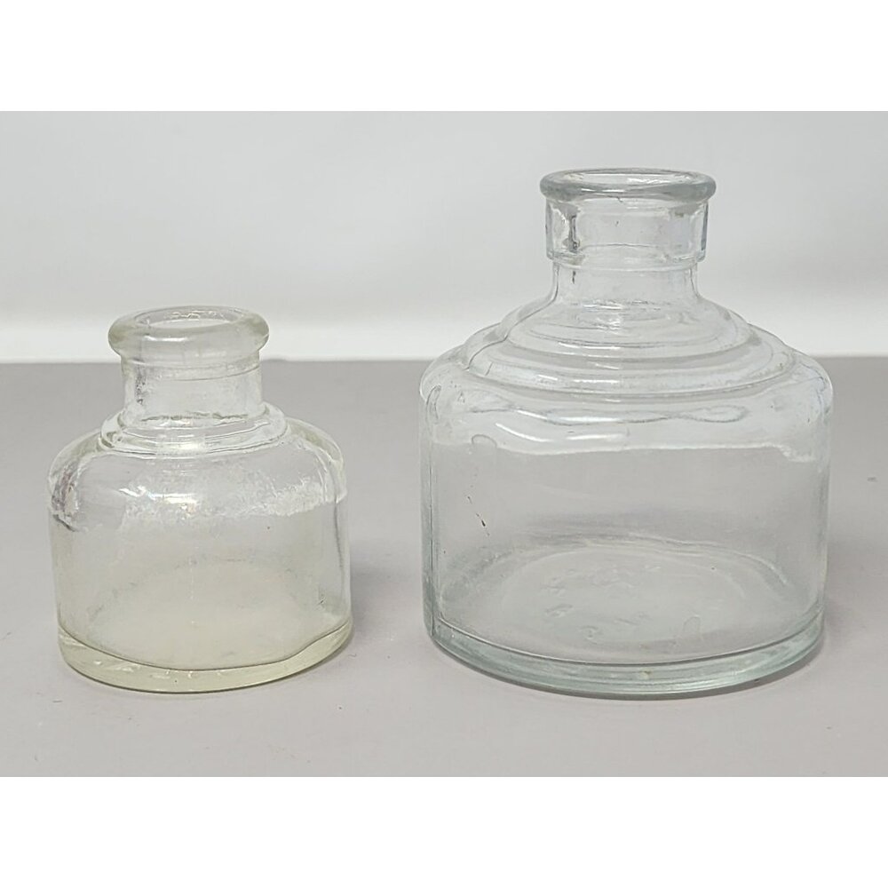 Vintage F. Weber Co. Glass Bottles Set Of 2 Apothecary Style 1 Oz & 3 Oz